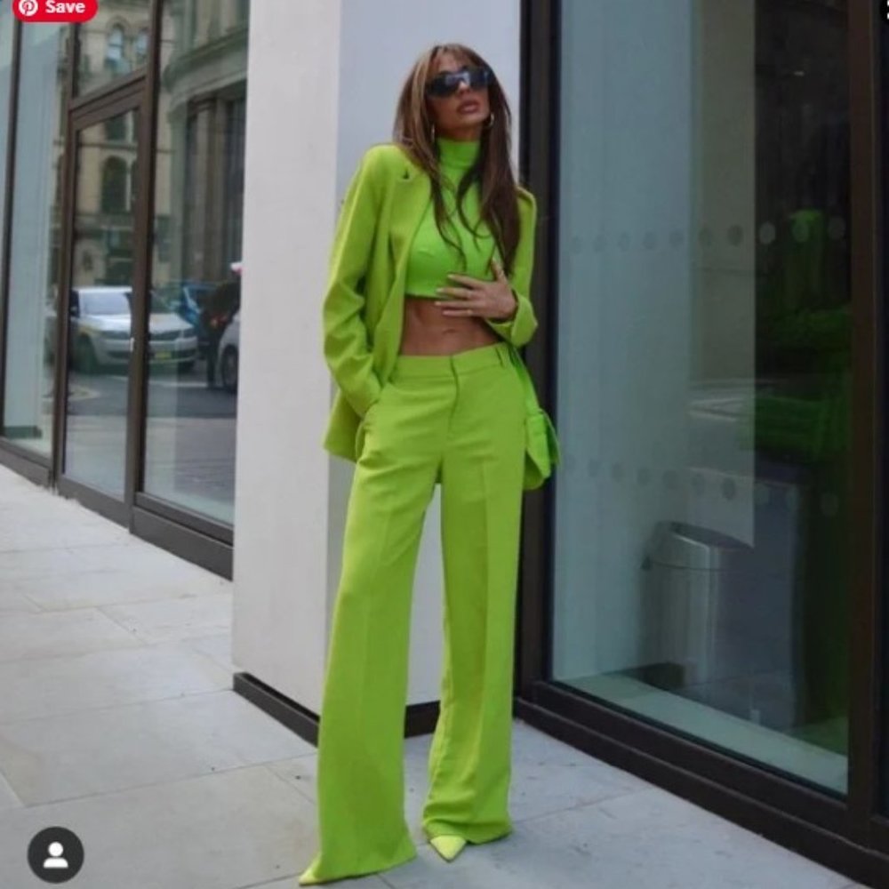 ZARA Full Length Pants Lime Green - XL